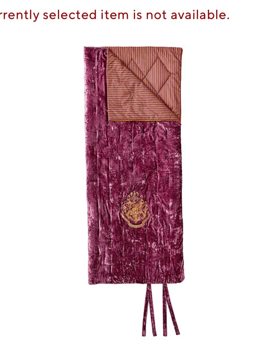 Pottery barn teen Gryffindor Velvet sleeping bag Burgundy - Picture 2 of 5